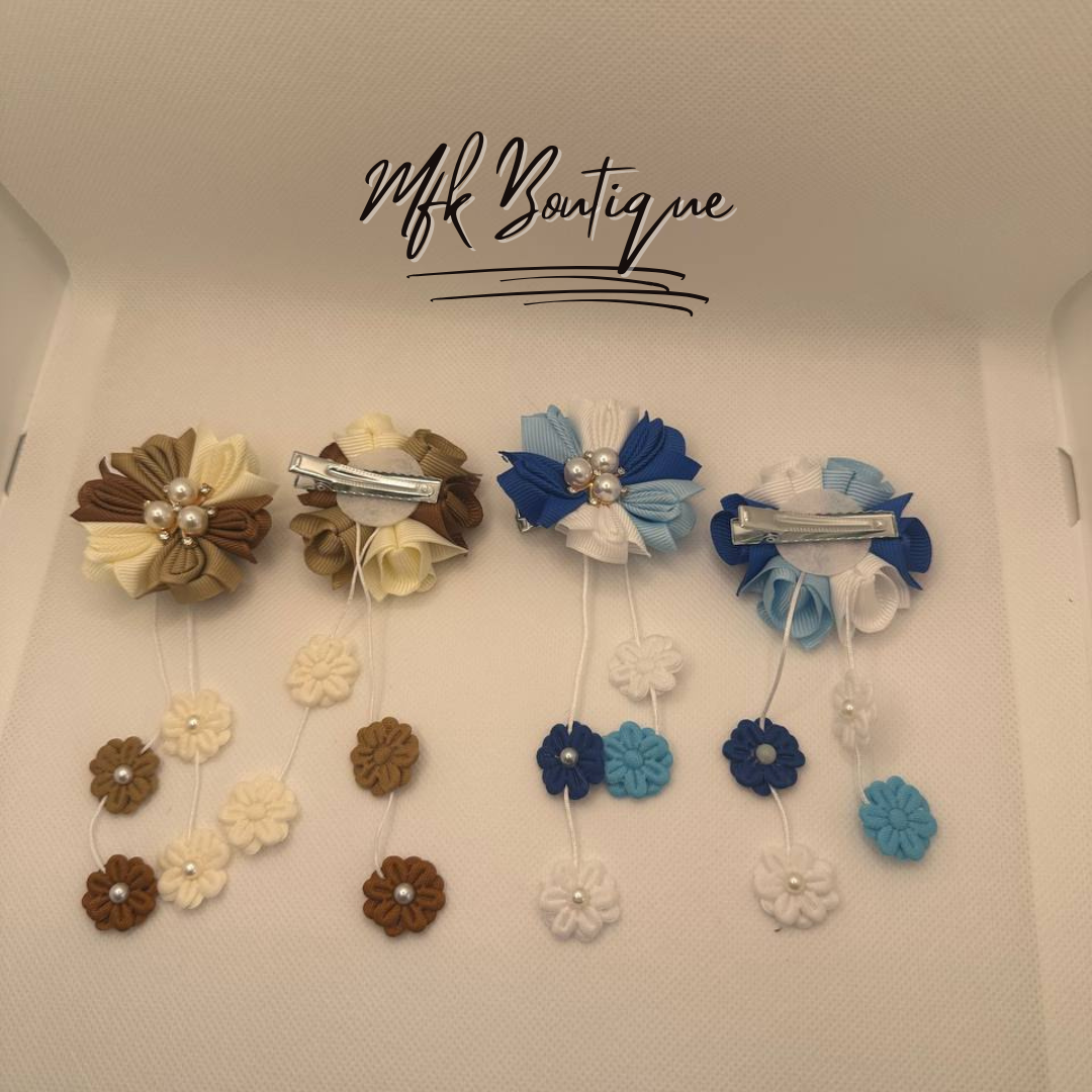 Pinces à cheveux à pompons floraux